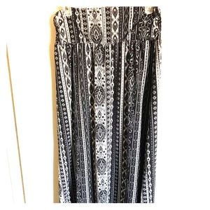 Black and white patterned full length skirt